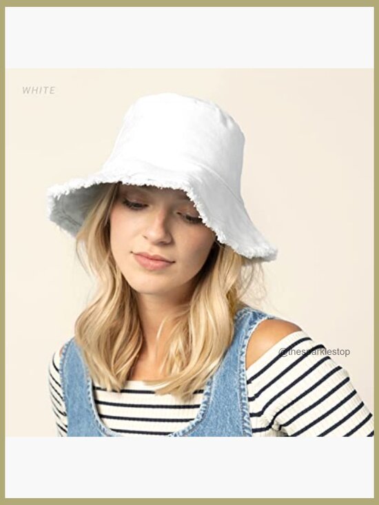 Frayed Bucket Hat Washed Cotton Floppy Wide Brim Boonie Outdoor Summer main image 7
